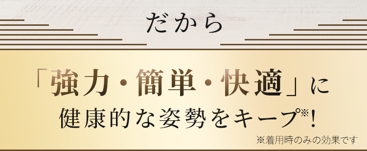 だから「強力・簡単・快適」に健康的な姿勢をキープ※!